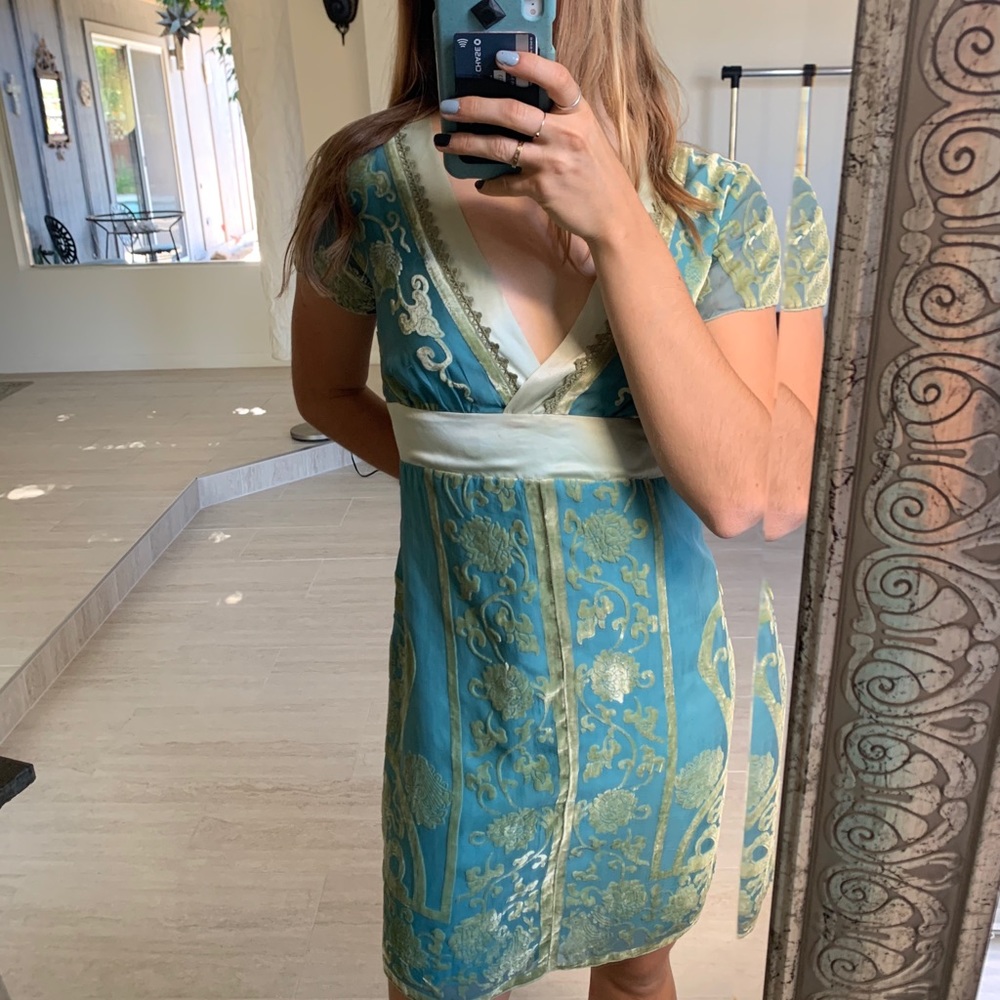 Blue and green Hale Bob velvet dress M